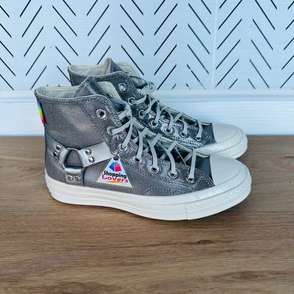 ❤️Converse Chuck 70 Pride Hi Silver Sz 9.5 Womens Shoes Metallic Sneaker A10214C - Picture 13 of 13